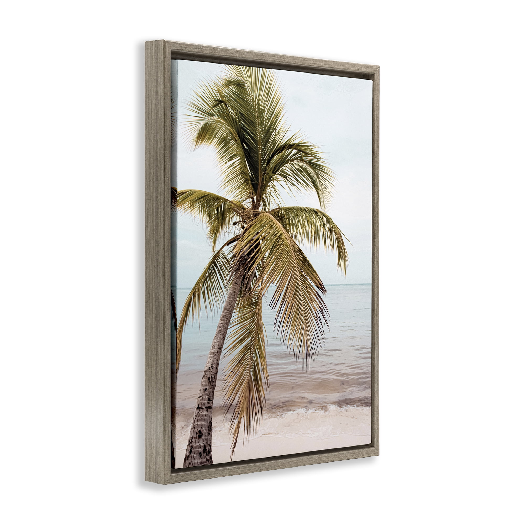 Stupell Industries California Summer Palm Nautical & Beach Photography Brown Floater Framed Canvas Art Print Wall Art, 21 x 31