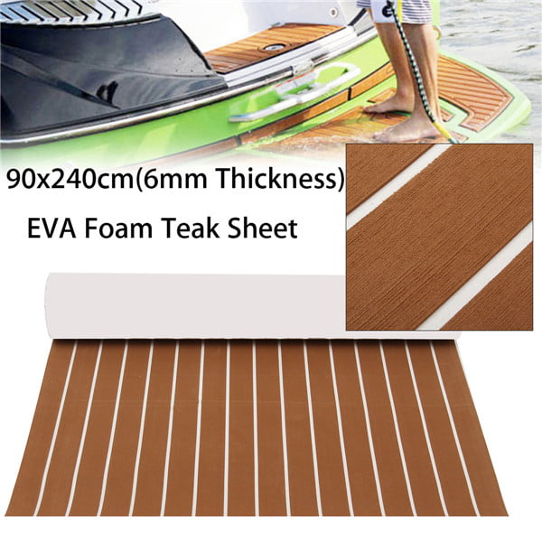 2Pcs EVA Faux Teak Boat Decking Sheet Pad 87"x26" Self-Adhesive Mat Black 