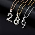 thumbnail image 2 of PAURO Minimalist Number 5 Necklaces for Women Men Stainless Steel Hip Hop Number CZ Pendant Charm Necklace, Rose Gold, 2 of 6