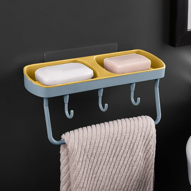 Dispensador de Jabón de Pared, Estante Multifuncional para Baño, Dormitorio, Jabón y Toallas con Gancho.