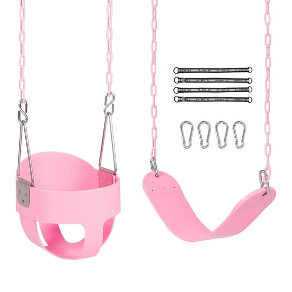 RedSwing High Back Full Bucket Swing with Heavy Duty Swing Seat Combo Pack (Triangle and Chain Dip), Tree Straps Included, Pink