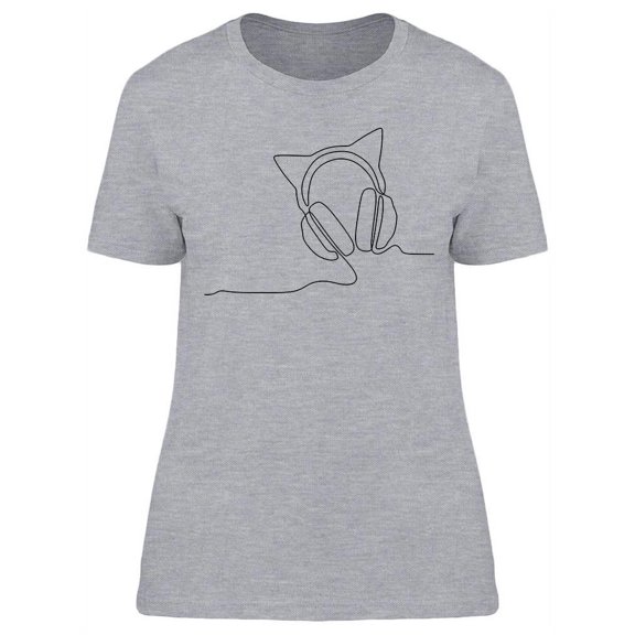Line Drawing Headphones T-Shirt Women -Image by Shutterstock, Female Large