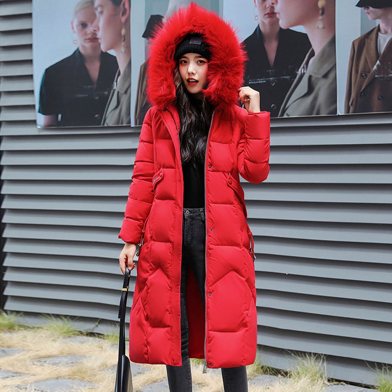 Womens Long Down Coat Winter Full Length Hooded Warm Parka Outwear Slim Jacket 