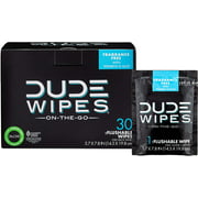 DUDE Wipes Flushable Wet Wipes 30 Wipes, Individually Wrapped for Travel, Unscented Wet Wipes with Vitamin-E & Aloe, Septic and Sewer Safe