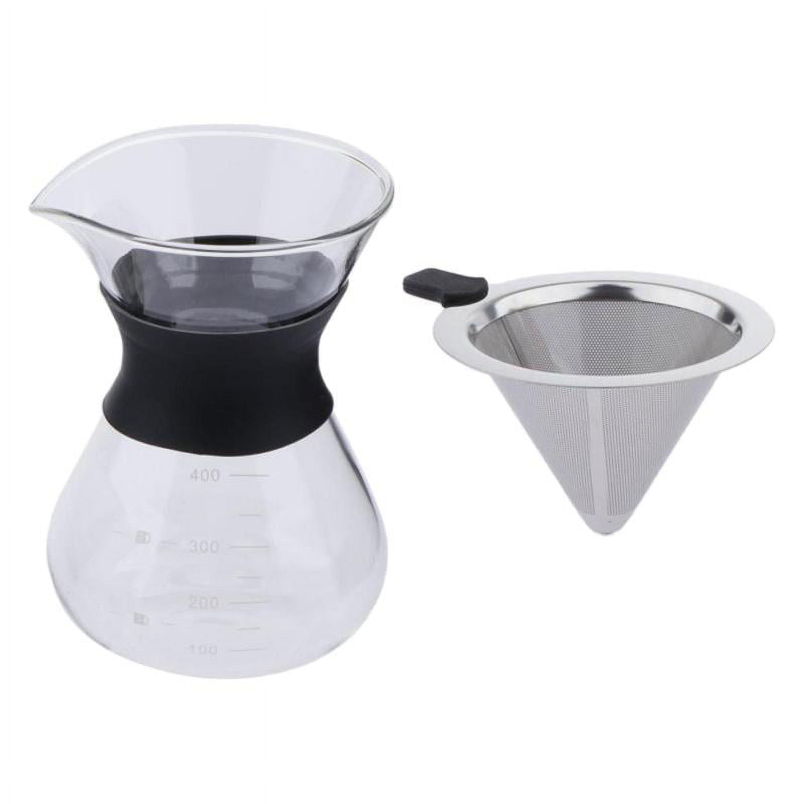 Pour Over Coffee Maker, Glass Coffee Pot Coffee Brewer with Stainless Steel Filter, High Heat Resistance Decanter, 14 Ounce -
