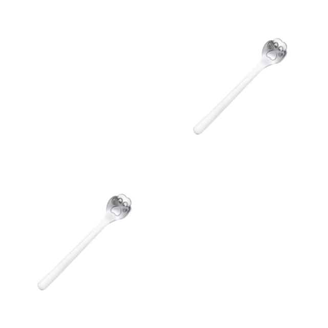 Youkk Exquisite Tea Spoon For Tea Lovers For Home And Restaurant Teaware Essential For Tea Drinking Stainless Steel Spoon cat paw silver 1 2Set