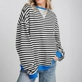 thumbnail image 6 of fheaev Oversize Sweatshirt For Womens Casual Striped Crewneck Long Sleeve Lightweight Color Block Pullover Tops Loose Fit Sweaters Cute Basic Flowy Tops Blouses Fall Outfits Fashion Y2K Clothes, 6 of 6