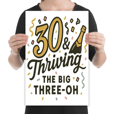 Champagne Confetti Celebration - 30th Birthday Party Decor - 13x19 Poster Print