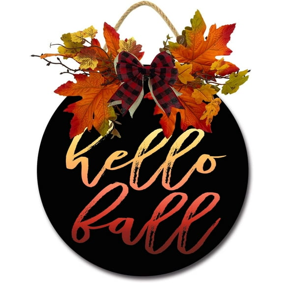 Eveokoki 12" Hello Fall Sign for Outdoor Indoor Sign, Farmhouse Wall Decor,Hello Fall Signs for Front Porch, Rustic Farmhouse Wood Porch Decorations Outdoor
