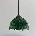 thumbnail image 6 of Tiffany Mini Hanging Lights Plug In Green Leaves Stained Glass LED Bulb Included 8”W*8”D*60”H, 6 of 6
