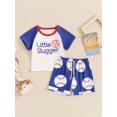 thumbnail image 2 of Niusricy Toddler Baby Baseball Outfit 0 6M 12M 18M 2T 3T Kids Boys Short Sleeve T-shirt Letters Print Tops with Baseball Print Shorts Infant Fashion Casual Daily Summer Clothes for Vacation, 2 of 8