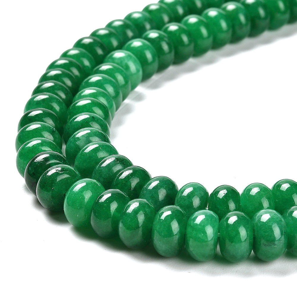 Dyed Natural White Jade Beads Strands Rondelle Green 10x6mm Hole: 1mm about 61pcs/strand 15.20 inch(38.6cm)