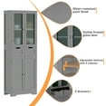 thumbnail image 5 of Joywind Gray Freestanding Bathroom Storage Cabinet with Glass Doors - 67" Tall Linen Organizer with 2 Drawers & Adjustable Shelves, for Bathroom, Kitchen, Living Room, Office Storage, 5 of 7