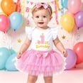 thumbnail image 2 of Krdevn Baby Girls 1st Birthday Tutu Outfit Romper Tulle Skirt and Headband 3 Piece Set,9-12 Months, 2 of 5