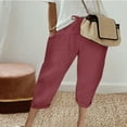 thumbnail image 2 of aidice Pantalon Capri pour Femmes en Coton et Lin Ample Décontracté Léger Court d'Été à Jambe Droite, 2 of 6