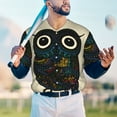thumbnail image 6 of Balery Owl with Mandala Baseball Jersey for Men Casual Button Down Shirts Short Sleeve Active Team Sports Uniform-Small, 6 of 9