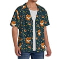 thumbnail image 2 of Naloa Cute plant fox Men's Loose Fit Cuban Collar Short-Sleeve Shirt, Hawaiian Shirts, Mens Shirts Casual for Everyday Wear Outings-Large, 2 of 5
