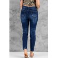 thumbnail image 1 of ABPHQTO Vaqueros de cintura alta con botones y estampado de trébol de leopardo azul para mujer, 1 of 5