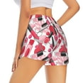 thumbnail image 3 of Vsdgher Makeup Print Women's Running Double Layer Shorts High Waisted with Pockets Elastic Yoga Workout Athletic Gym Sports, 3 of 8