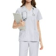 thumbnail image 1 of Ladies' Comfortable And Casual Solid Color Short Sleeved Pants Protective Suit Set White L, 1 of 2