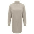 thumbnail image 3 of Comdrip Sweater Dress, Women Mock Neck Ribbed Long Sleeve 2025 Spring Bodycon Pullover Cute Sweater Dress Club Dress Winter Dresses for Women Beige L, 3 of 4