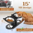 thumbnail image 3 of Upgraded Elevated Cat Bowls with Food Mat,15° Tilt Raised Pet Feeding Bowl Stand - Adjustable Height Dog and Cat Bowl Holder with 3 Stainless Steel Bowls -Elevated Feeder for Indoor Pets, 3 of 9
