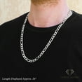 thumbnail image 3 of 925 Italian Sterling Silver 7.5mm Solid Figaro Diamond Cut Chain, FREE Microfiber Cloth, ITProLux Pave Link Mens Womens Necklace, Giorgio Bergamo, 3 of 7