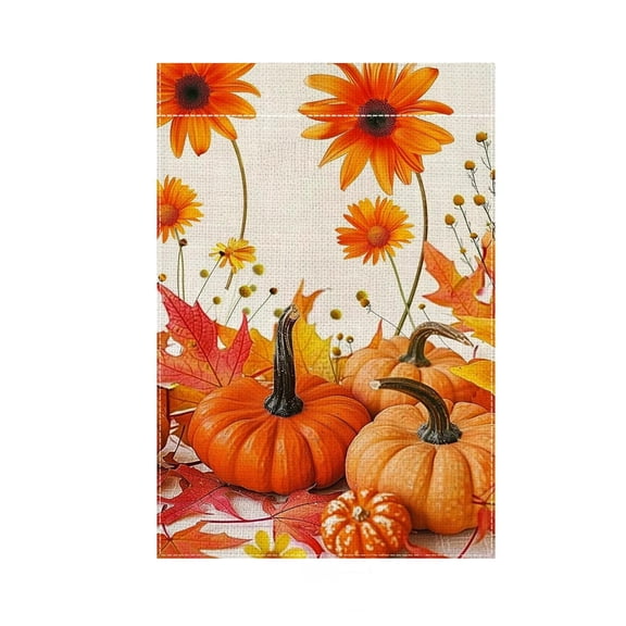 Thanksgiving Garden Flag 18 X 12 Inch Sunflower Pumpkin Print Double Sided Fall Garden Flag for Outdoor Porch Yard Thanksgiving Decor 1 Pack