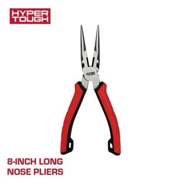 Hyper Tough 8-inch Long-nose Pliers with Dual Material Comfort Grips