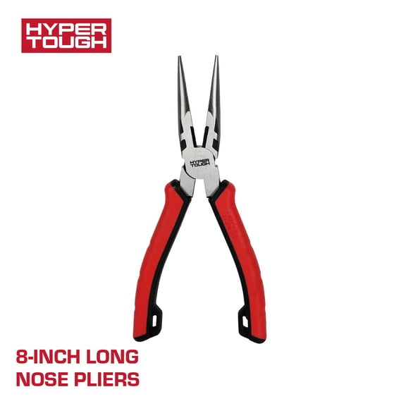 Hyper Tough 8-inch Long-nose Pliers with Dual Material Comfort Grips
