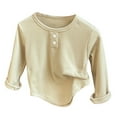 thumbnail image 1 of MIASHUI Hauts pour Enfants T-Shirt Chaud Garçons Filles Col Rond Manches Longues, Jaune, 6-7 Ans, 1 of 3
