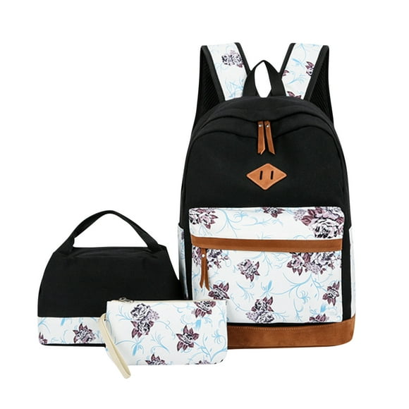 RXIRUCGD School backpack for Teen Girls Women Travel Laptop Backpack College Bookbag Kids Backpack with Lunch Bag Pencil Bag Black