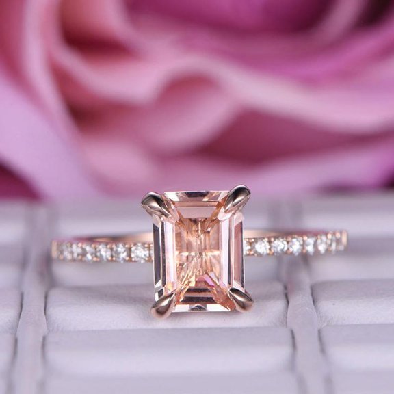 Women's Rose Gold Inlaid Champagne Diamond Ring