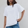 thumbnail image 2 of CHGBMOK Womens Blouses Mode Couleur Unie Ample Décontracté Col Rond Chemise à Manches Courtes L, 2 of 8