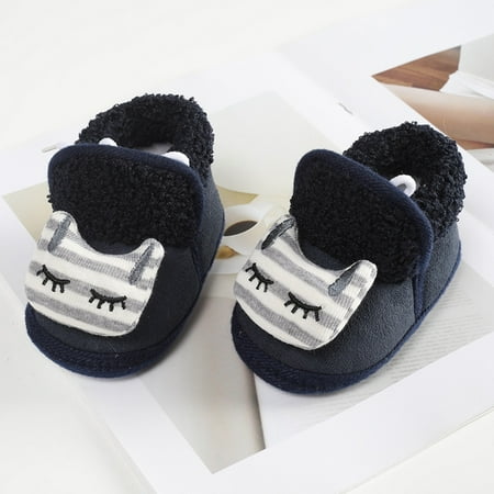 

Baby Boys Girls Winter Warm Bow-knot Plush Slippers Boots Toddler Non-Slip Crib Shoes First Walkers