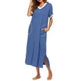 thumbnail image 3 of Avidlove Women Long Nightgowns Short Sleeve Full Length Nightshirt Side Split Nightdress Sleepwear with Pockets, 3 of 6