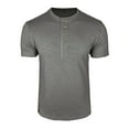 thumbnail image 4 of BRGZLK Mens Henley Shirts Comfy Round Neck Solid Color Button Pullover Short Sleeve T Shirt Top Dark Gray XL, 4 of 5