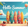 thumbnail image 3 of Floral Pattern Summer Banner Vibrant Colors Hello Summer Beach Party Decoration for Outdoor Beach Events Photograph Backdrop, 3 of 7