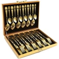 thumbnail image 1 of Gold Silverware Set Piece Stainless Steel Gold Flatware Set Service for Mirror Polished Cutlery Utensils Set Include Knife/Fork/Spoon Dishwasher, 1 of 6