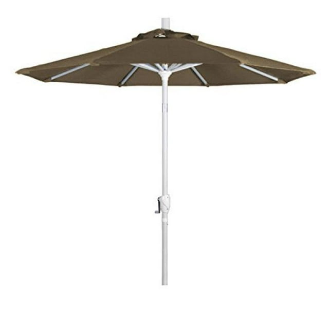 Parasol de Marché en Aluminium 7.5 Pieds Inclinaison Push Blanc Mat/sunbrella/cacao