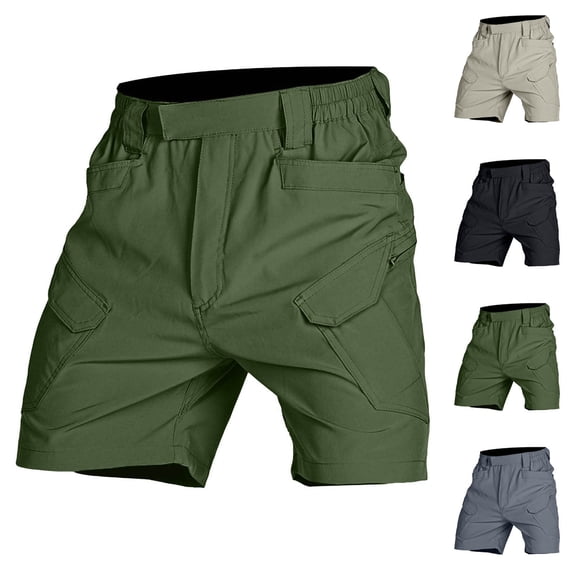 WIZUTIZ Mens Outdoor Casual Shorts Expandable Waist Lightweight Fishing Hiking Shorts Solid Color Comfy Spring Summer 2026