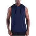 thumbnail image 2 of Mens Sleeveless Hooded T-Shirts Muscle Tank Tops Workout Mesh Quick Dry Athletic Training Shirts Summer Casual Bodybuilding Tee with Kangaroo Pocket, 2 of 9