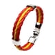 thumbnail image 5 of Pulsera de cuero triple, brazalete con bandera trenzada, estilo gótico, para aficionados al fútbol España, 5 of 5