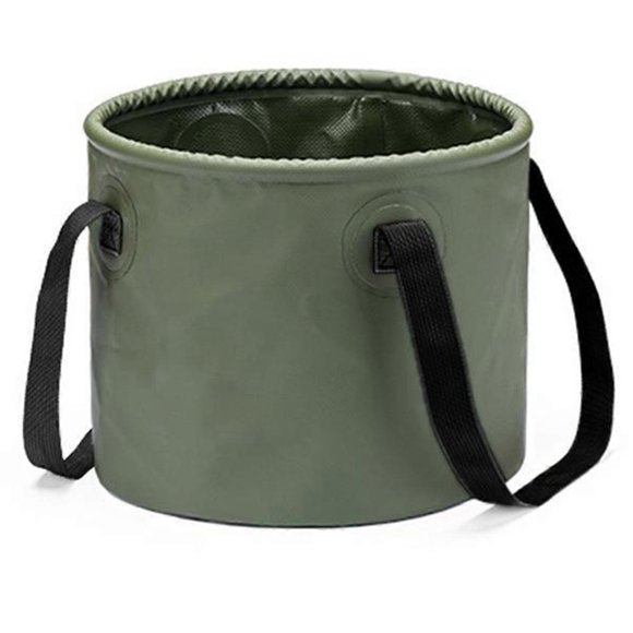 Camping Folding Bucket Multifunctional Portable Fishing Bucket Telescopic Vehicle-Mounted Water Bucket Green