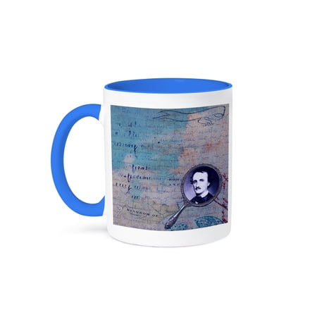 3dRose, Poe in a Mirror Digital Art by Angelandspot, 15oz Two-Tone Blue Mug