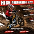 thumbnail image 3 of ICEELF 24V 300W Kids Electric Bike, Electric Dirt Bike with Flashing LED Lights, 2 Speed Settings, Music Function, for Boys Girls Ages 6+,Yellow, 3 of 7