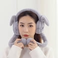 thumbnail image 3 of Winter Earmuff Rabbit Ear Solid Color Moving Bunny Ear Warmer Ear Muff for Ski, 3 of 10