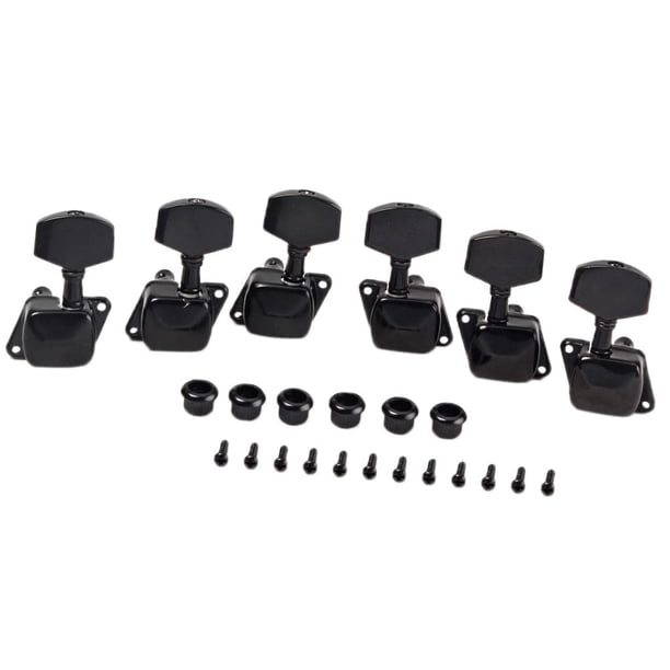 Sintonizadores de Teclas de Afinación Semicerradas 3L 3R de 6 Piezas para Piezas de Guitarra Acústica / Eléctrica - Negro, se describe Hugo Guitarra Semiclosed Clavijas de sintonización