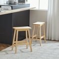 thumbnail image 3 of Ktaxon Set of 2 Saddle Seat 24" Bar Stools Wood Dining Room Kitchen Pub Chair,Wood Color, 3 of 8
