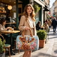 thumbnail image 5 of Quilted Duffel Bags for Traveling, Weekend Travel Tote Floral Embroidered Overnight Bag Weekender Carry On Barrel Bag for Women Girls, 16 Inch (A), 5 of 8
